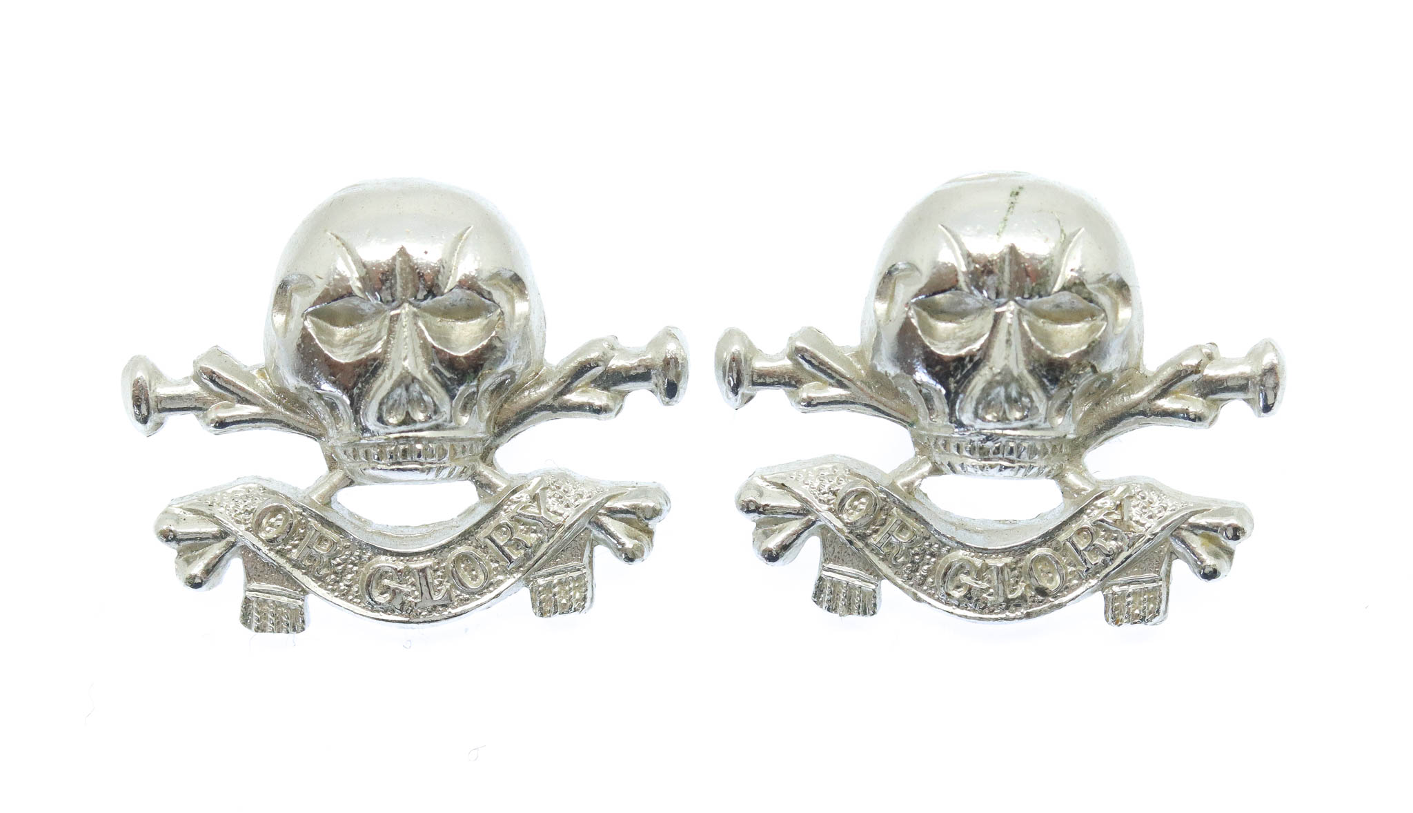 Pair of 17th/21st Lancers Anodised (Staybrite) Collar Badges