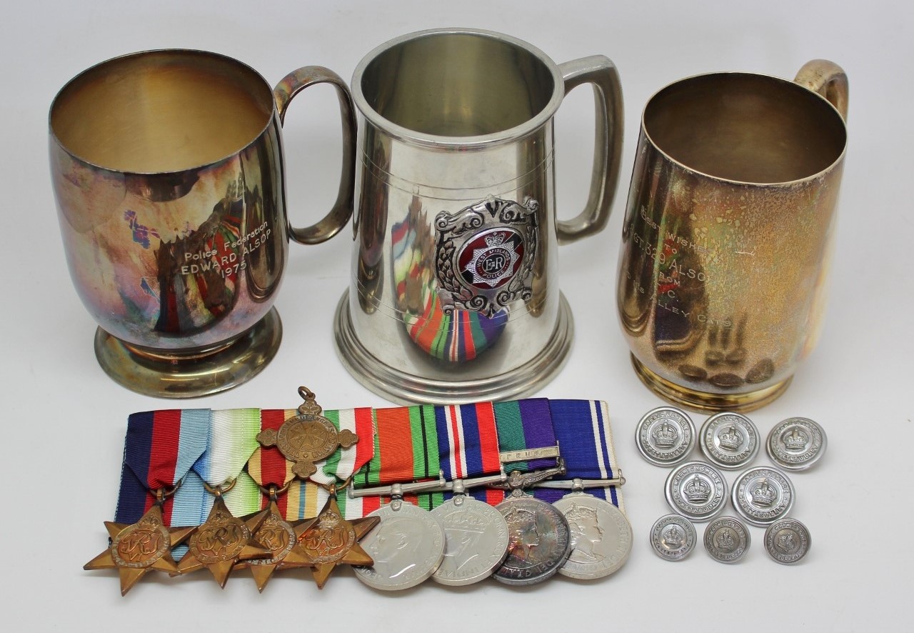 WW2, General Service Medal (Clasp - Cyprus) & Police Long Service & Good Conduct Medal Group of Eight - Sergt. E.J. Alsop, Warwickshire Constabulary (Attd. Cyprus Police)