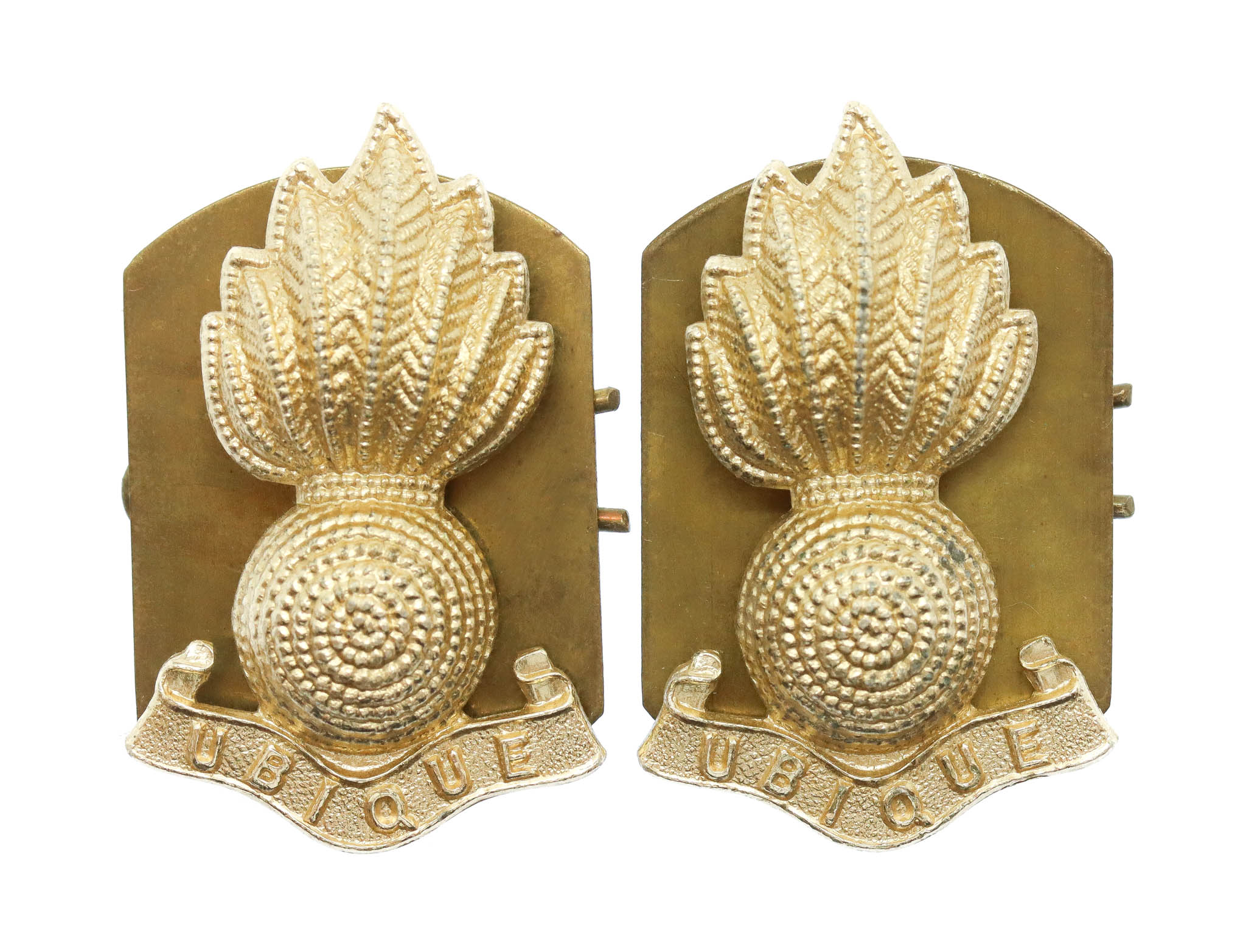 Pair of Royal Artillery Anodised (Staybrite) Collar Badges