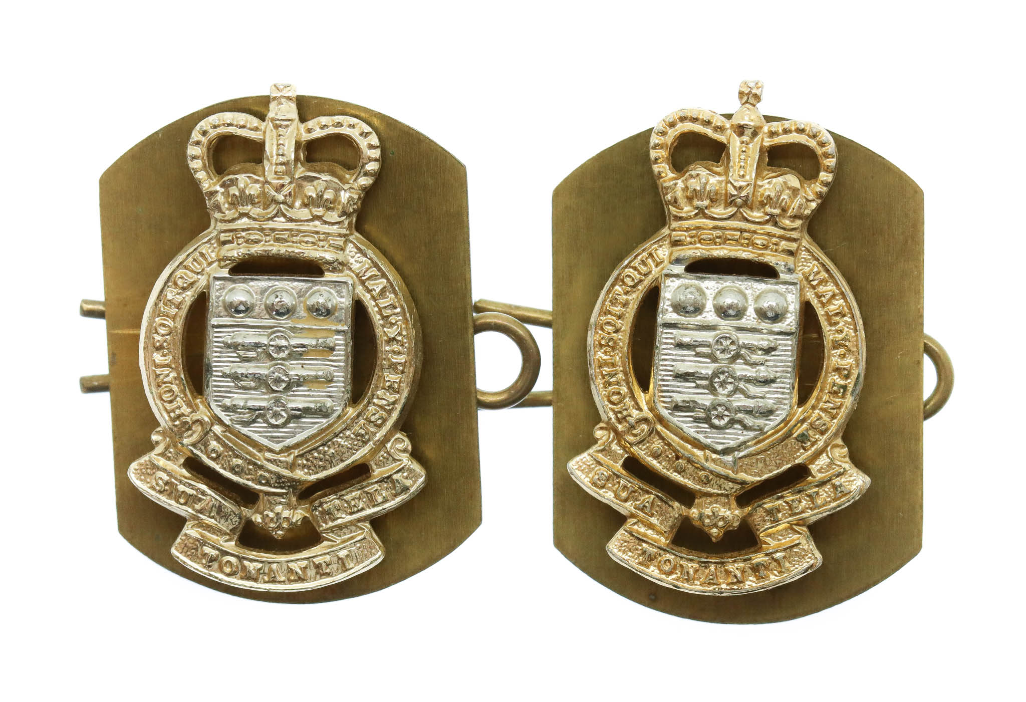 Pair of Royal Army Ordnance Corps (R.A.O.C.) Anodised (Staybrite) Collar Badges