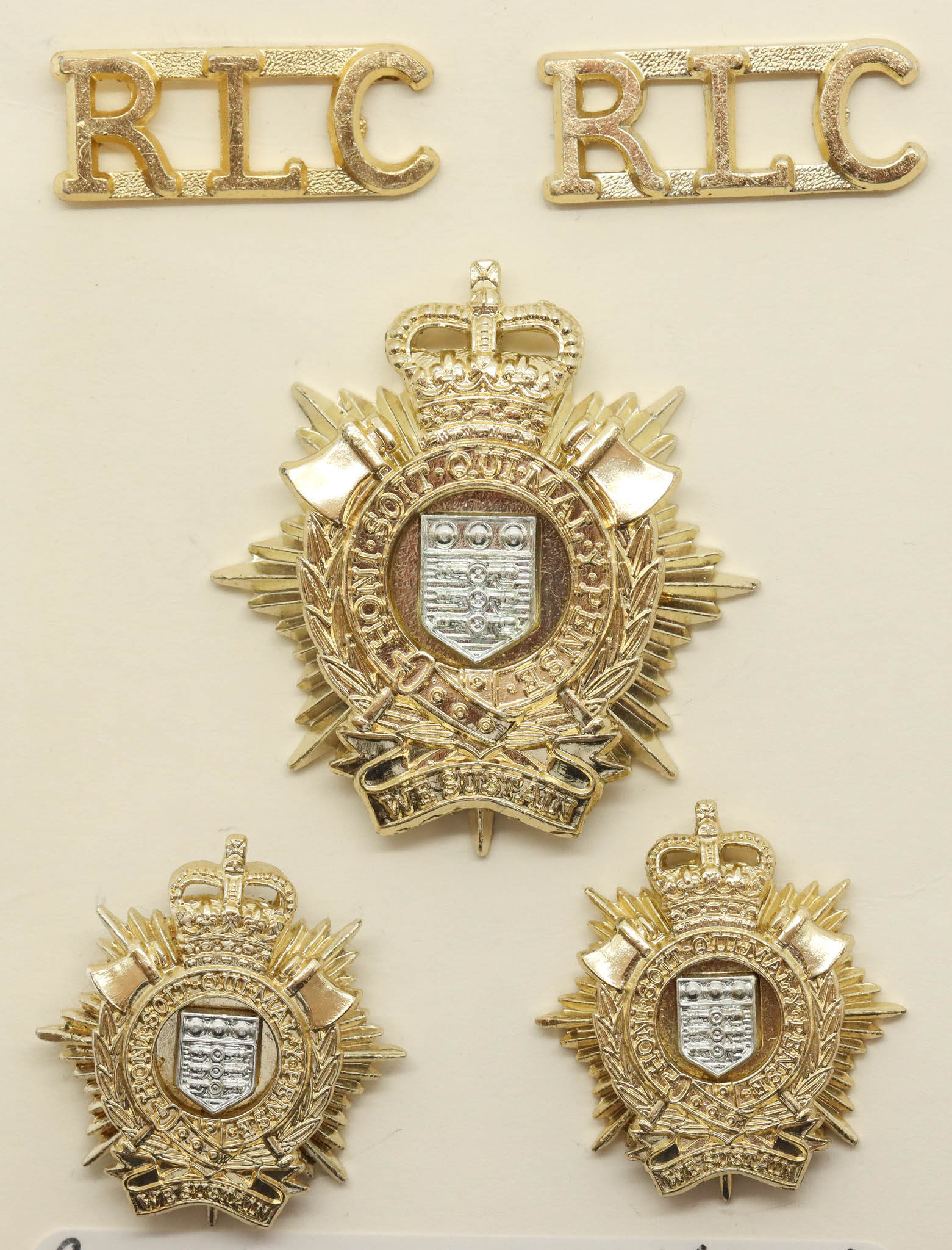 Royal Logistic Corps (R.L.C.) Anodised (Staybrite) Badge Set