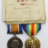 WW1 British War & Victory Medal Pair - Pte. J.W. Busby, Essex Regiment - Wounded