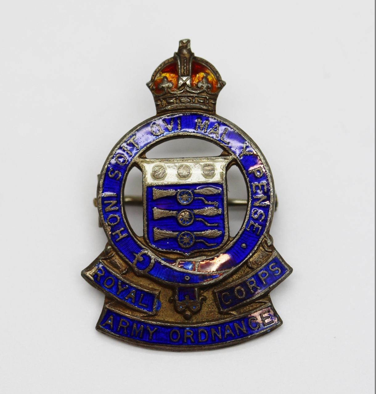 Royal Army Ordnance Corps (R.A.O.C.) Silver & Enamel Sweetheart Brooch