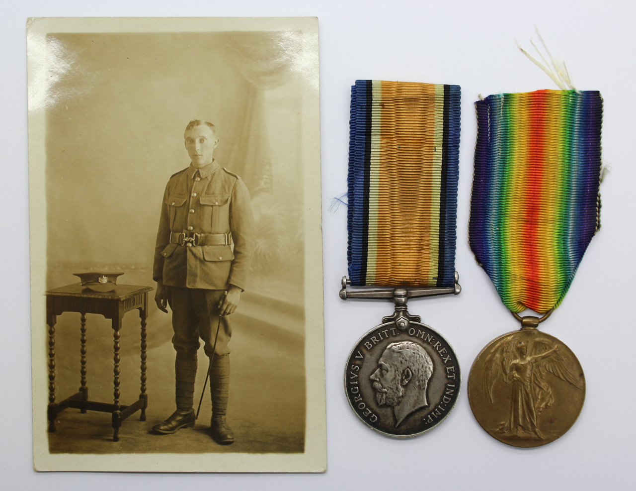 WW1 British War & Victory Medal Pair - Pte. W.H. Swanborough, 14th (West of England Bantams) Bn. Gloucestershire Regiment