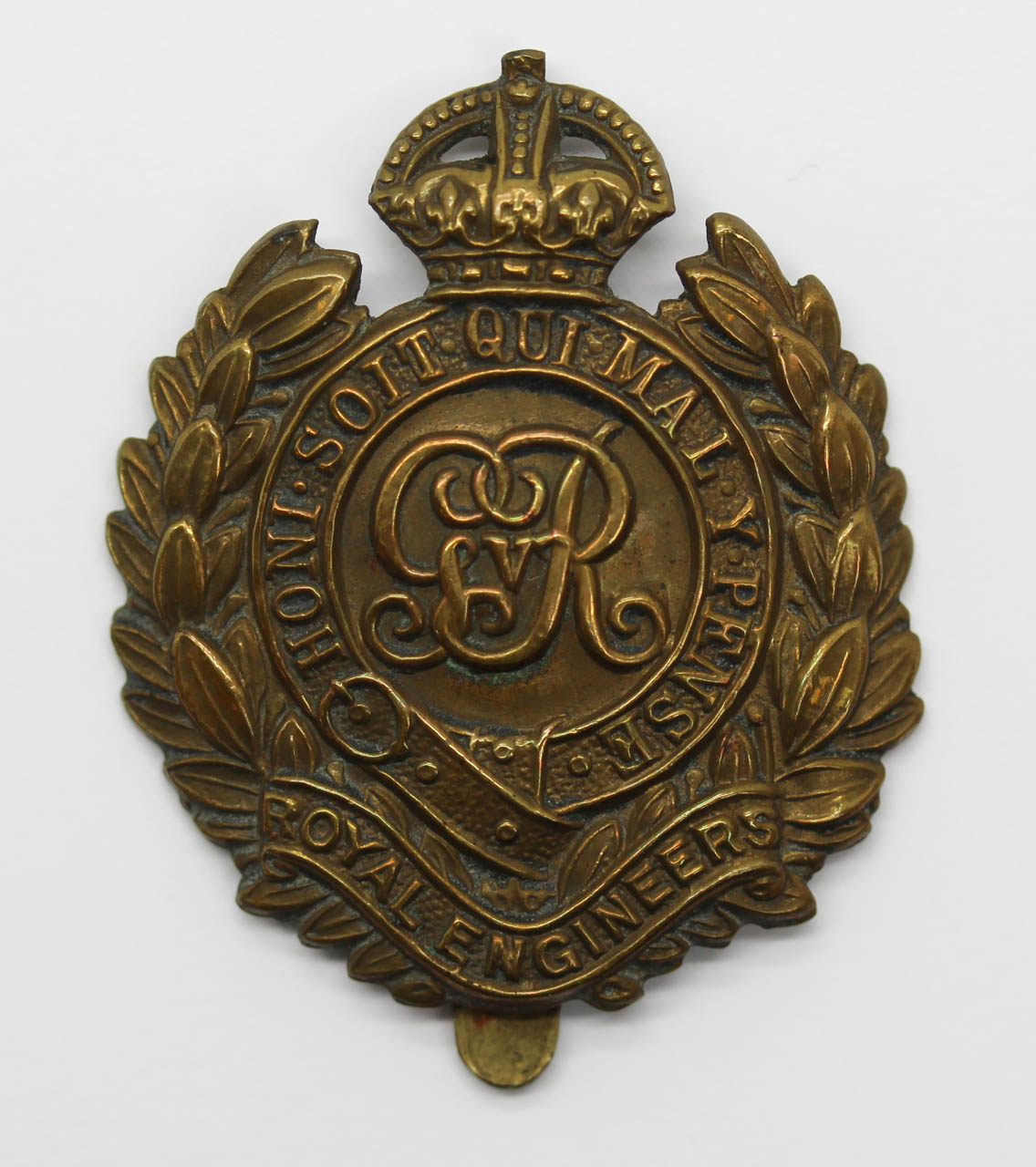 George V Royal Engineers WW1 Economy Cap Badge (Non Voided Centre)