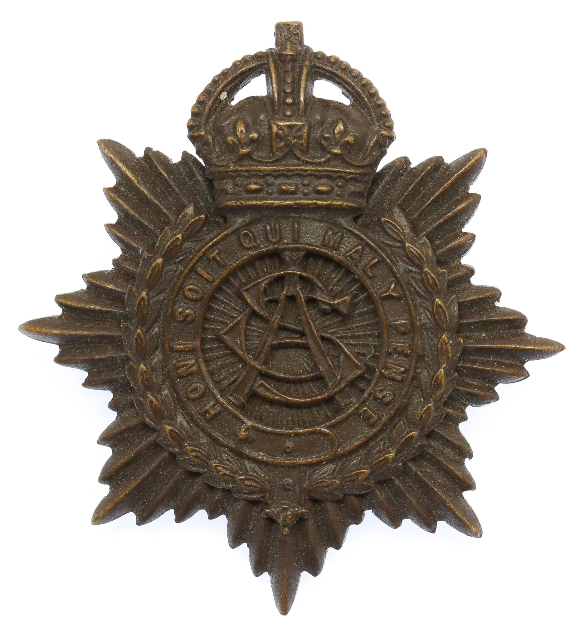 Army Service Corps (A.S.C.) Officer's Service Dress Cap Badge - King's Crown