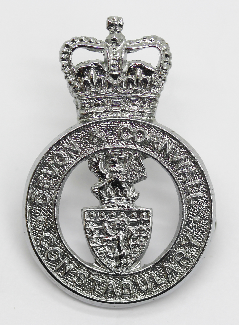 Devon & Cornwall Constabulary Cap Badge - Queen's Crown