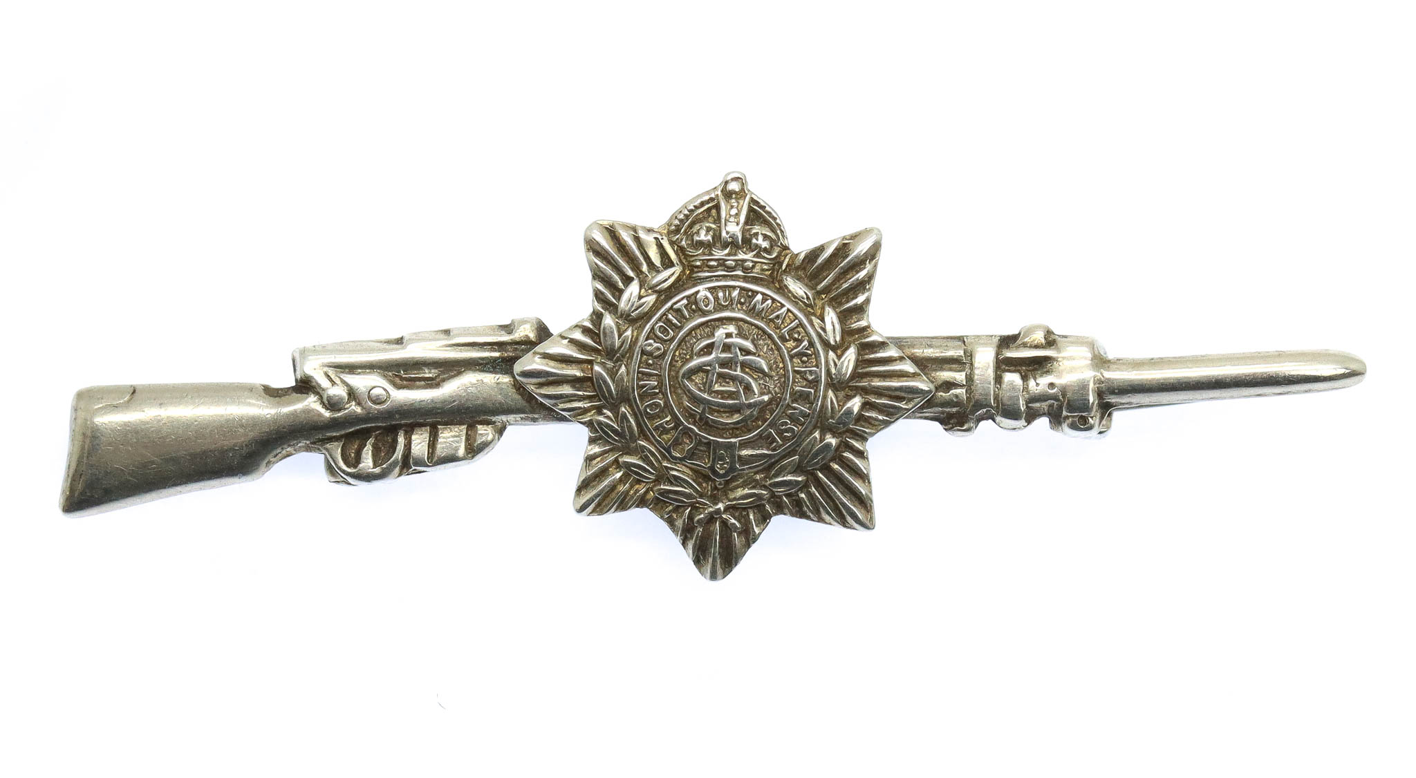 WWI Army Service Corps (A.S.C.) 1915 Hallmarked Silver Rifle Sweetheart Brooch