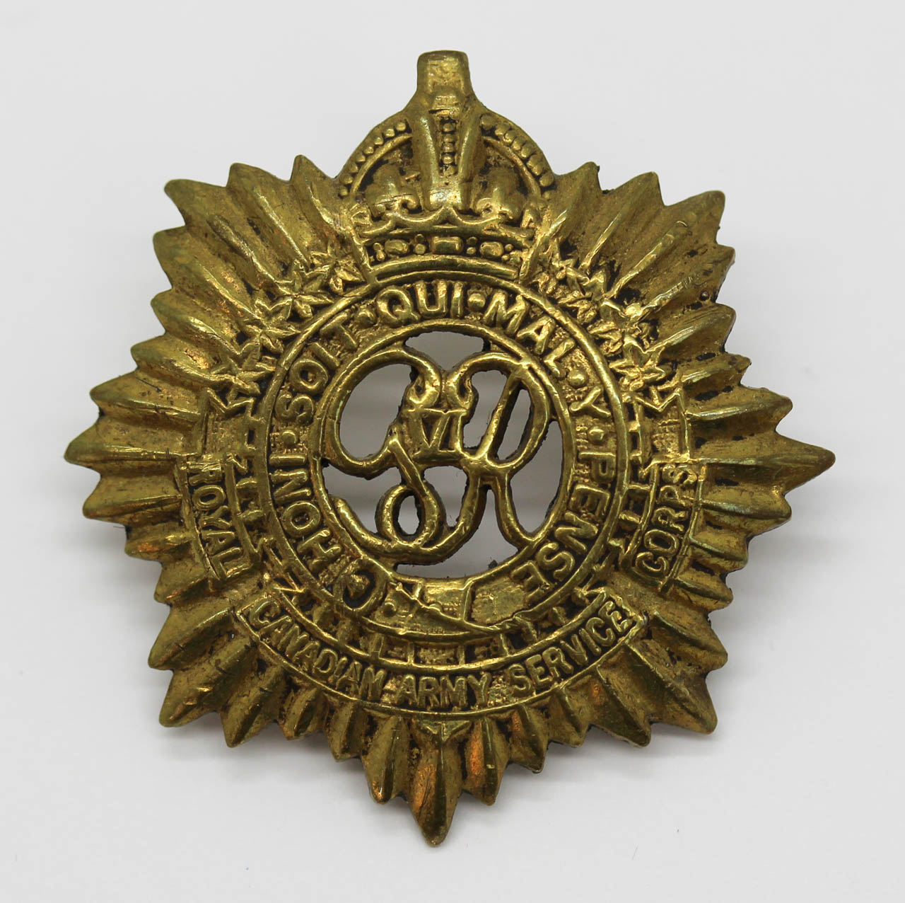 George VI Royal Canadian Army Service Corps Cap Badge