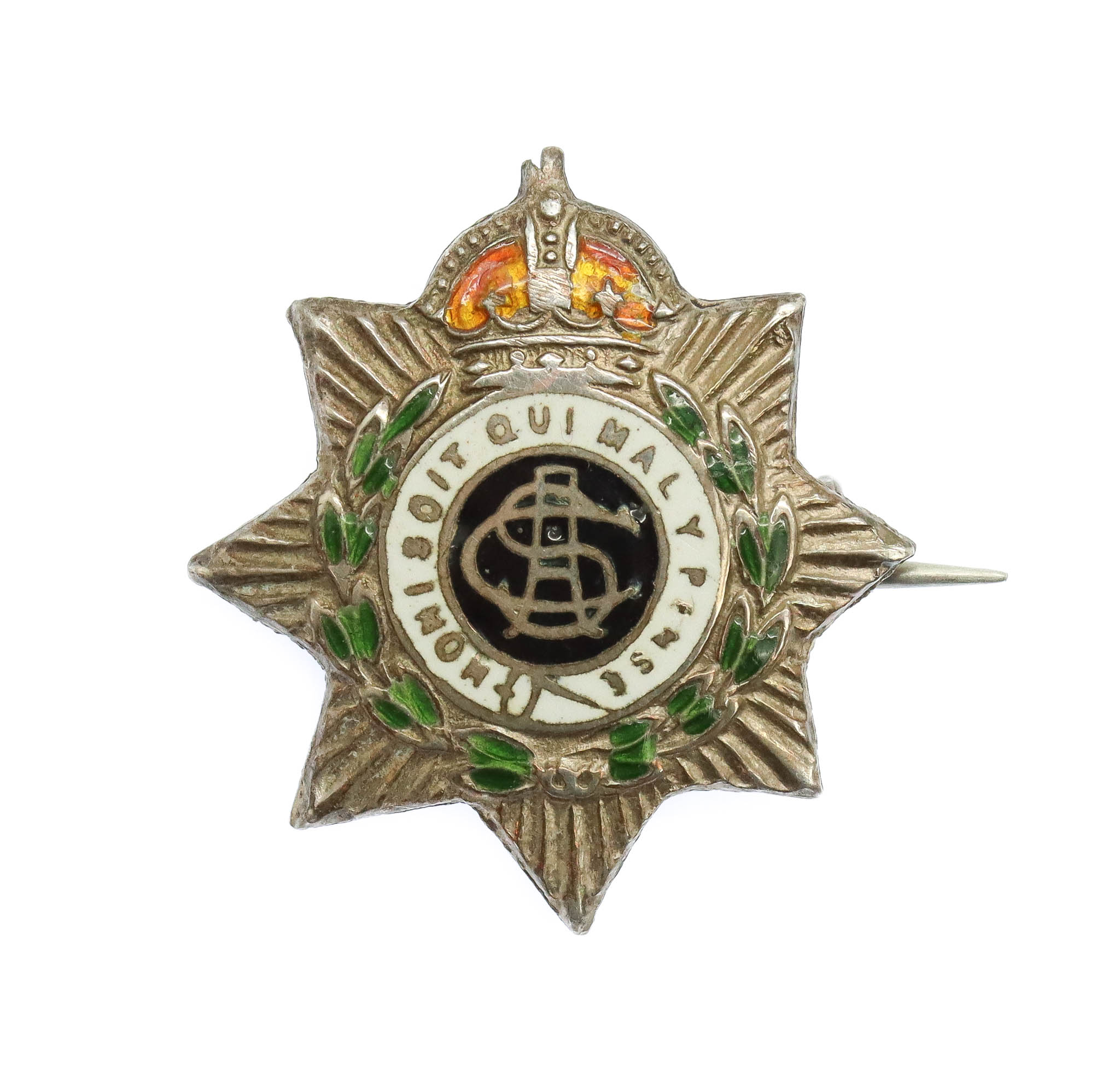 WW1 Army Service Corps (A.S.C.) Sterling Silver & Enamel Sweetheart Brooch