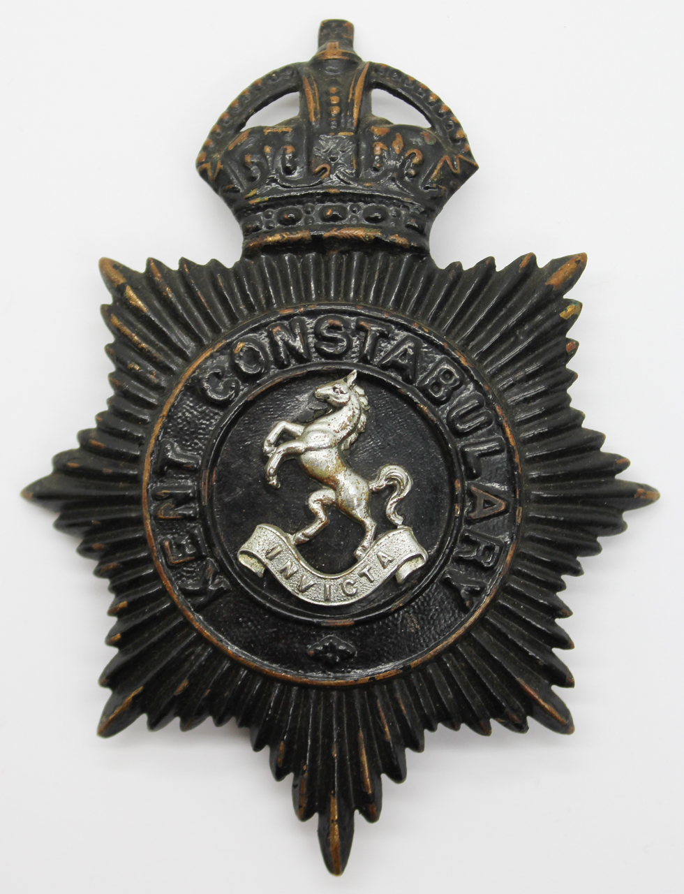 Kent Constabulary Night Helmet Plate - King's Crown