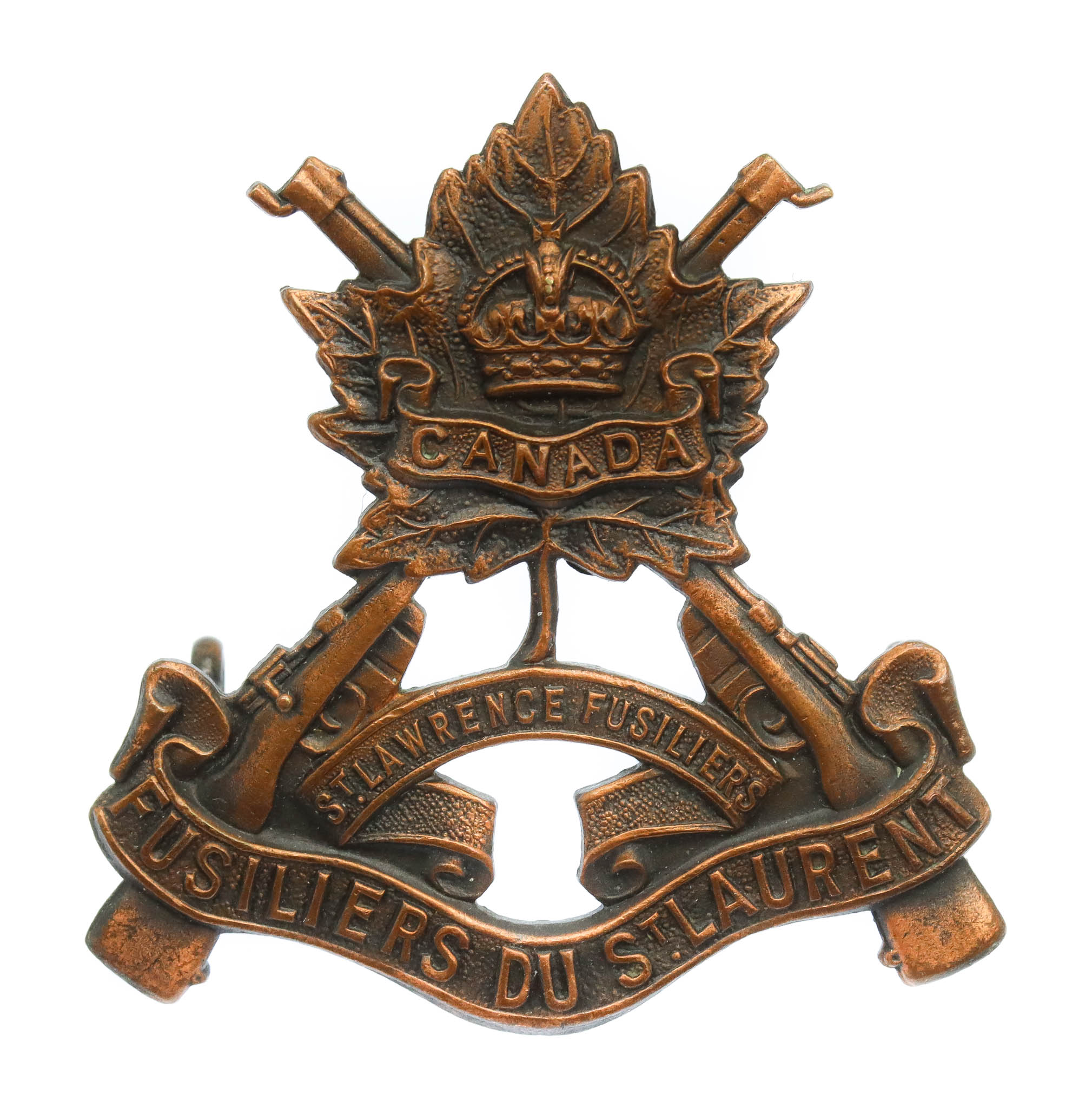 Canadian Les Fusiliers du St. Laurent Cap Badge - King's Crown