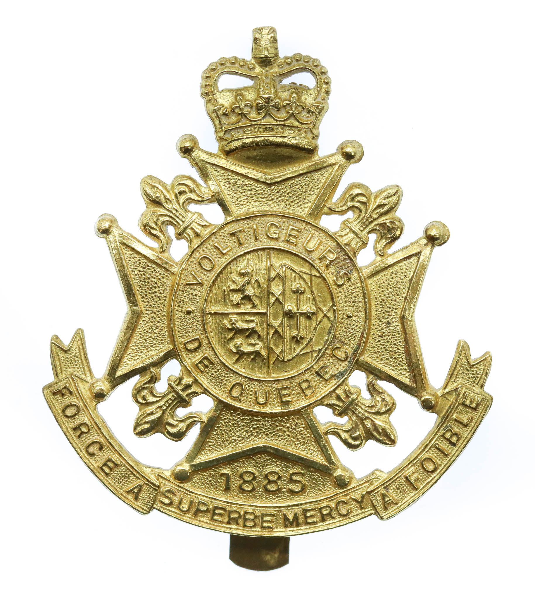 Canadian Les Voltigeurs de Quebec Cap Badge - Queen's Crown