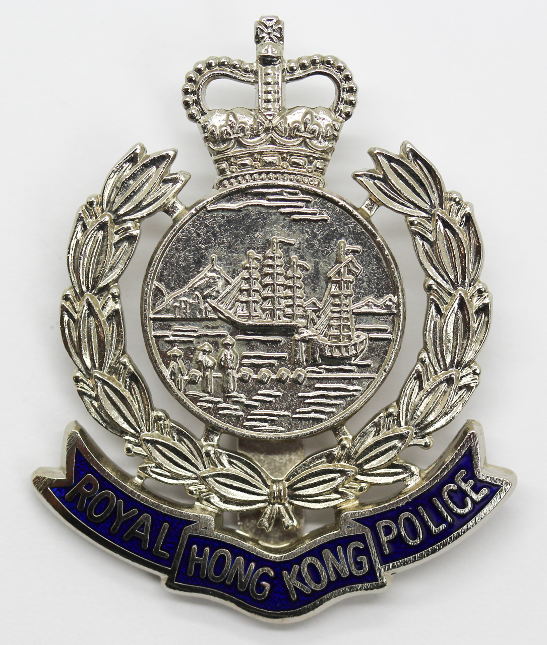 Royal Hong Kong Police Enamelled Cap Badge - Queen's Crown
