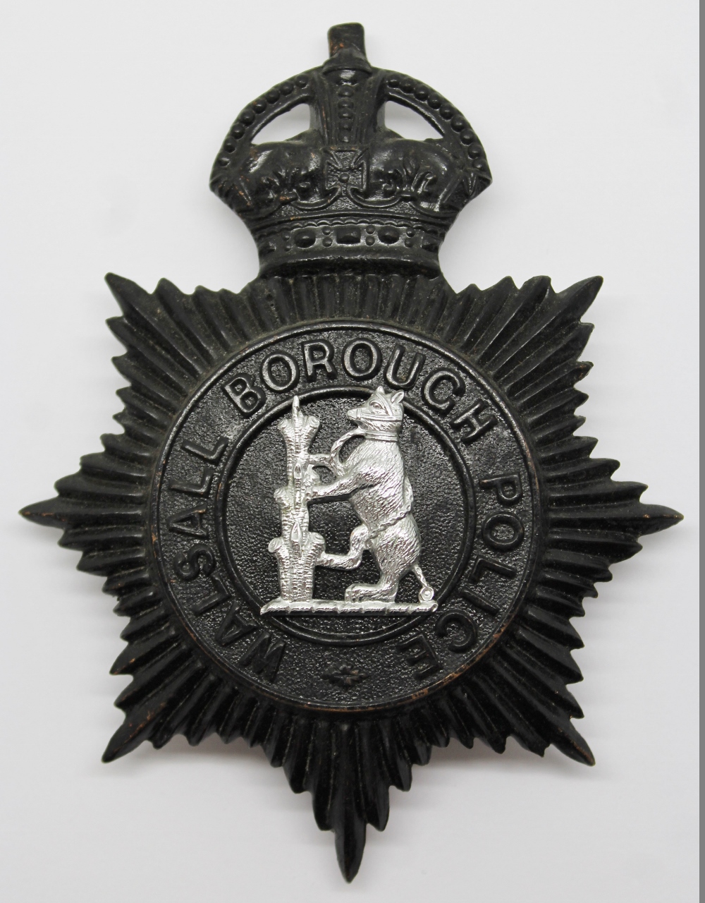 Walsall Borough Police Night Helmet Plate - King's Crown