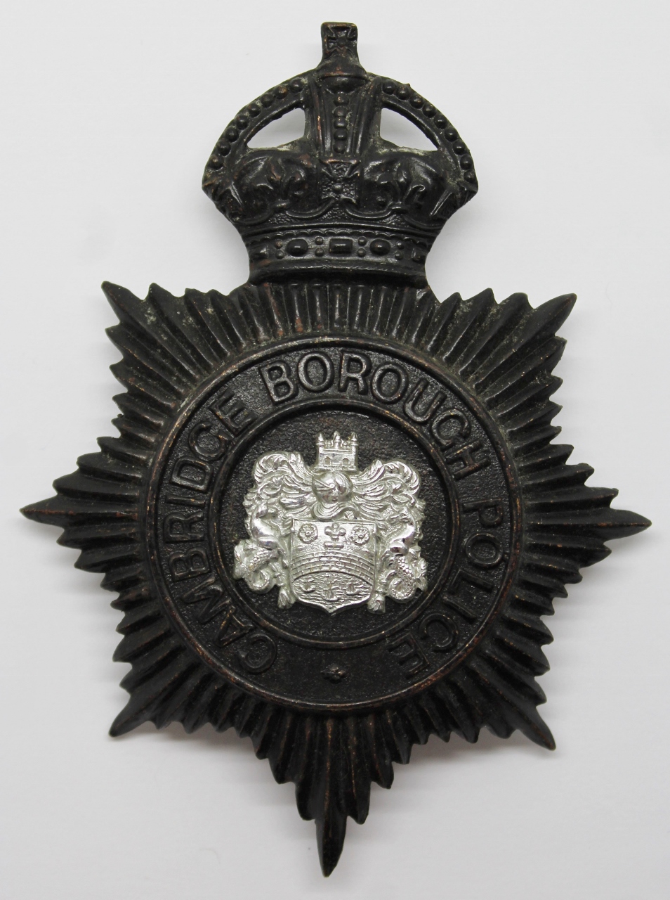 Cambridge Borough Police Night Helmet Plate - Kings Crown
