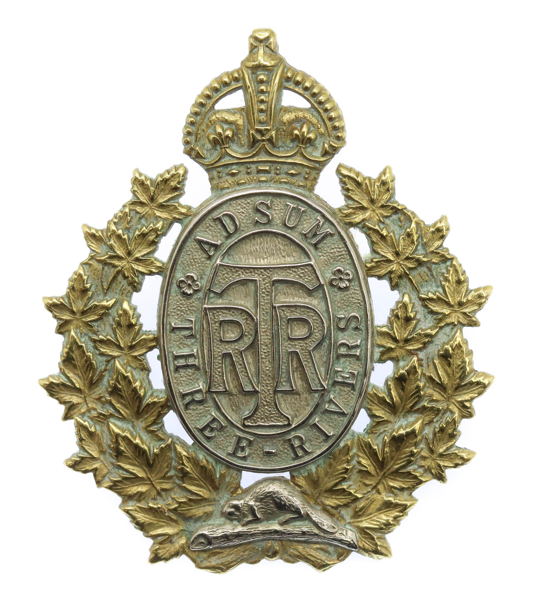 Canadian Three Rivers Regiment Cap Badge - King's Crown