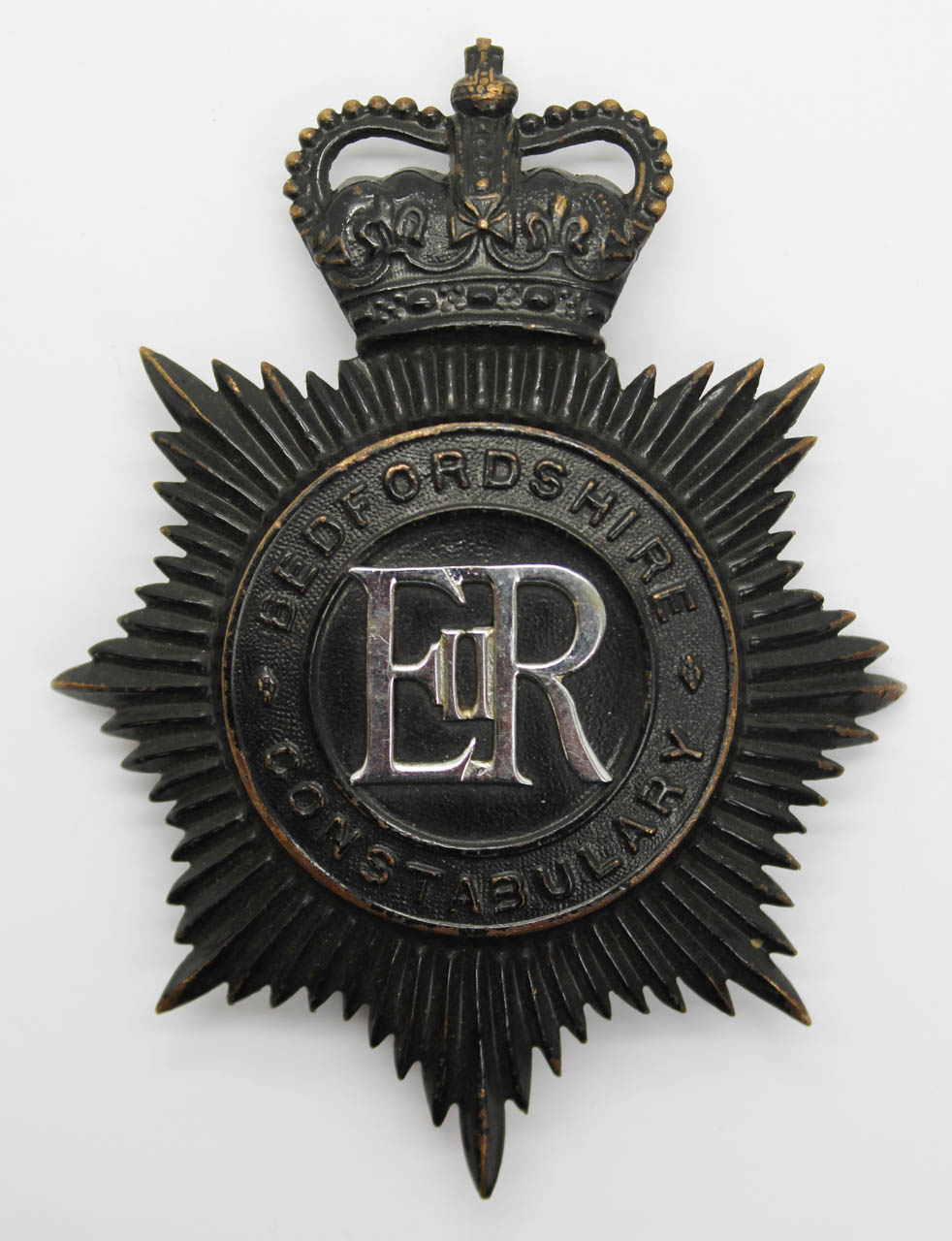 Bedfordshire Constabulary Night Helmet Plate - Queen's Crown