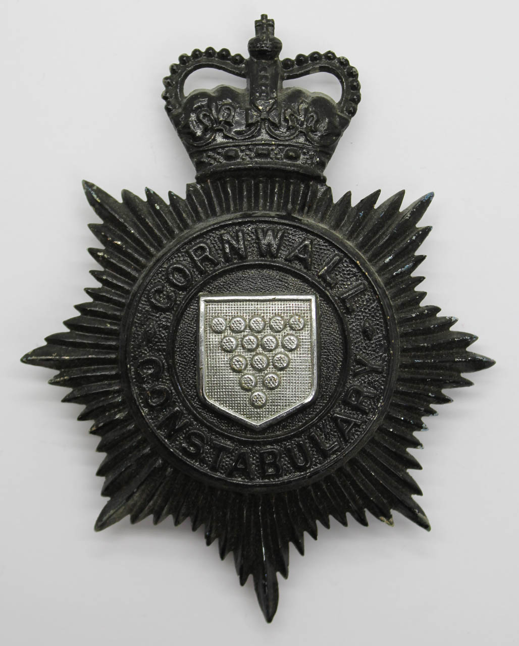 Cornwall Constabulary Night Helmet Plate - Queen's Crown