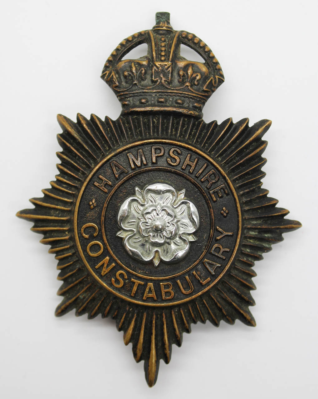 Hampshire Constabulary Night Helmet Plate - King's Crown