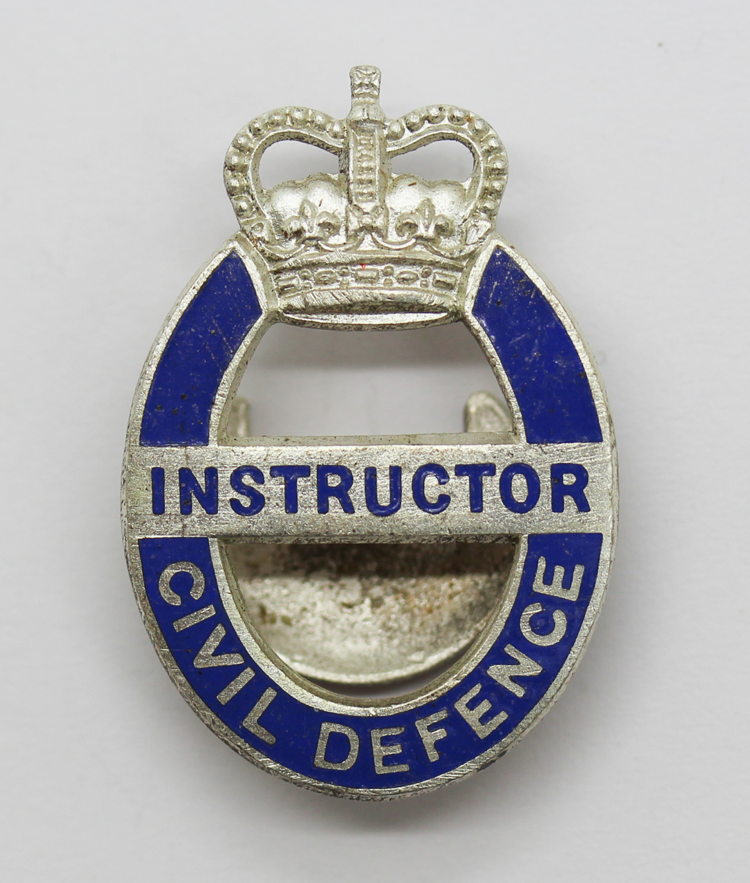 Civil Defence Instructor Enamelled Lapel Badge - Queen's Crown