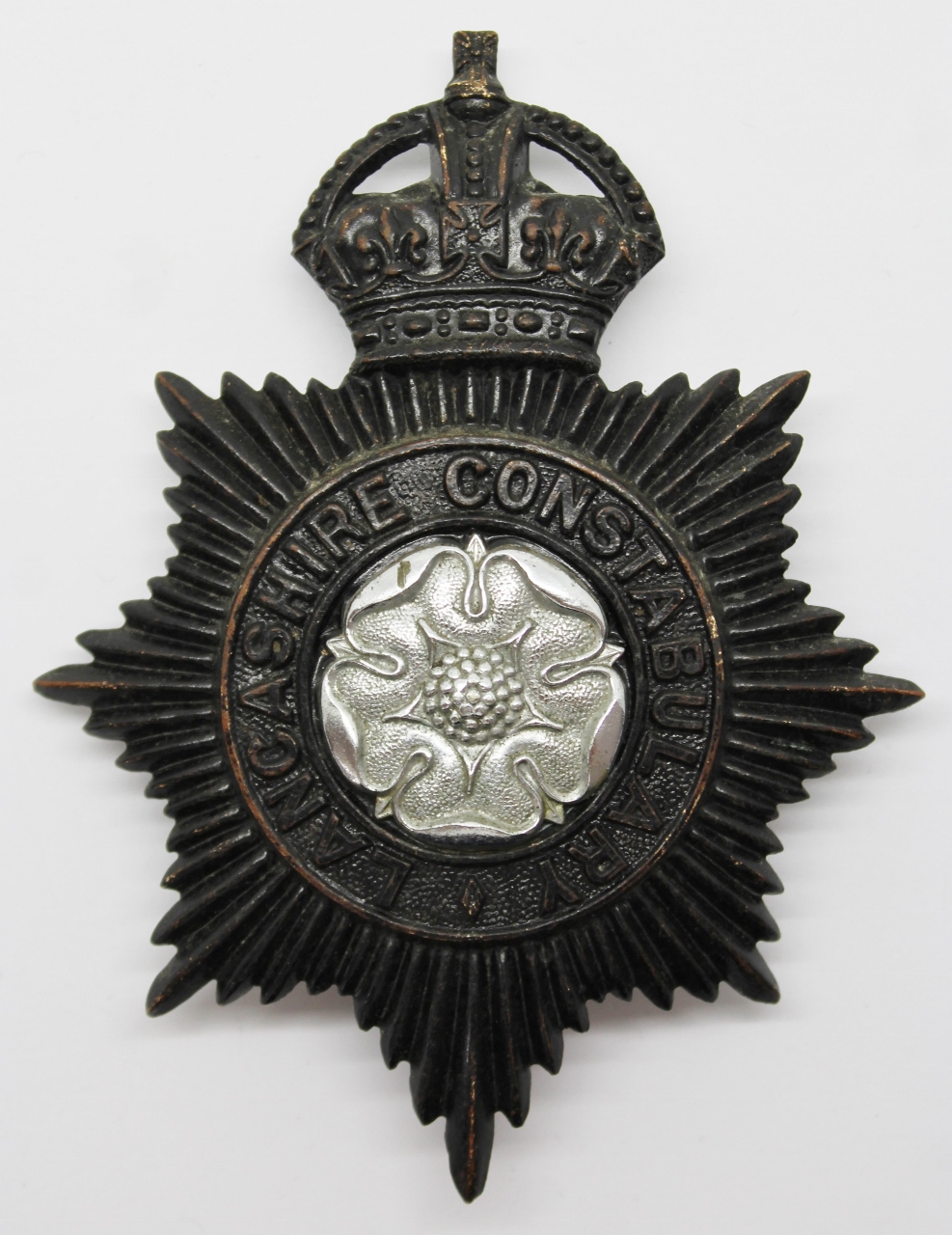 Lancashire Constabulary Night Helmet Plate - King's Crown
