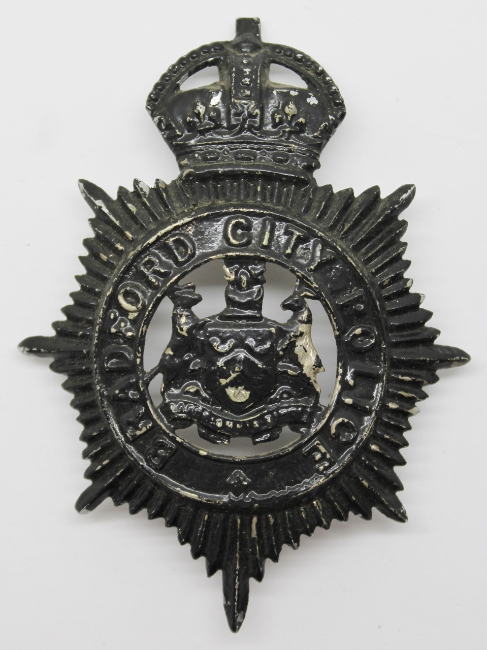 Bradford City Police Night Helmet Plate - King's Crown