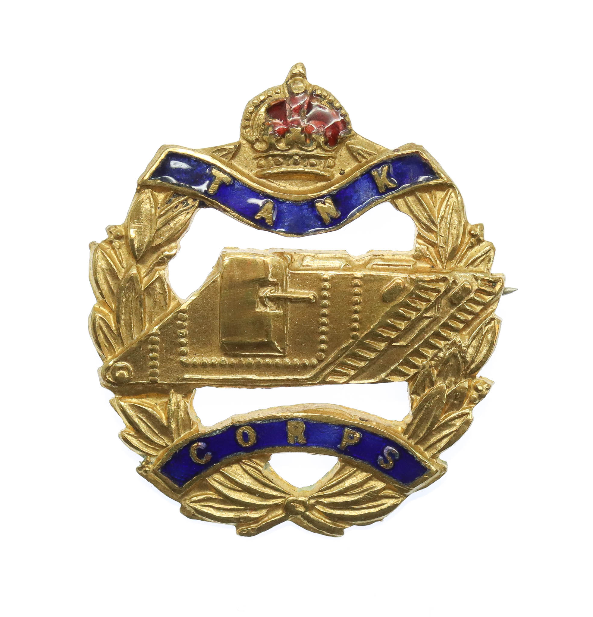 WWI Tank Corps Brass & Enamel Sweetheart Brooch