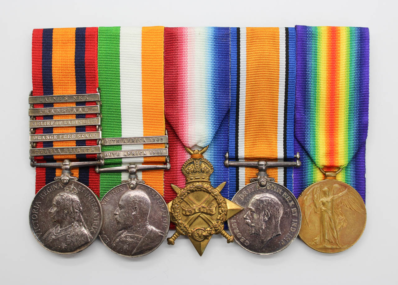 Queen's South Africa (5 Clasps), King's South Africa (2 Clasps), 1914-15 Star, British War & Victory Medal Group of Five - Cpl. C. Seymour, South Lancashire Regiment