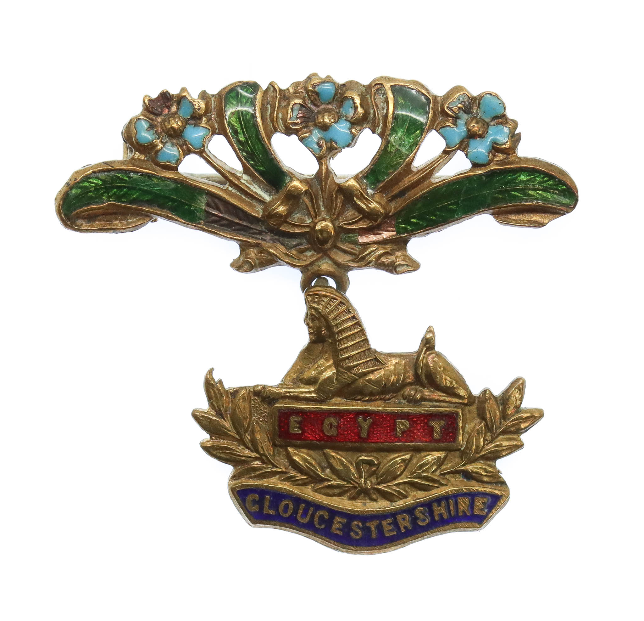 Gloucestershire Regiment Brass & Enamel Sweetheart Brooch