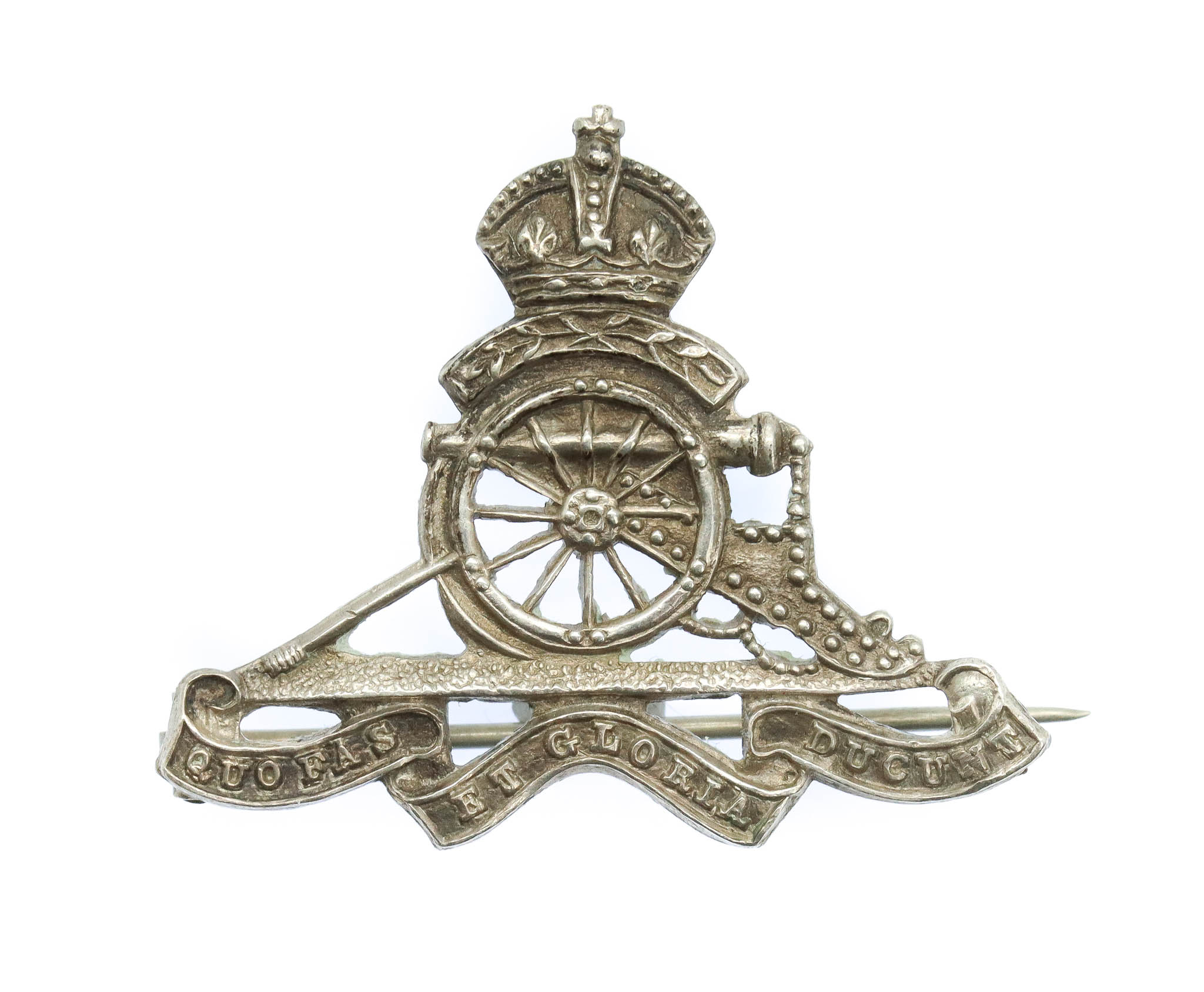 WWI Royal Artillery Territorials Sterling Silver Sweetheart Brooch