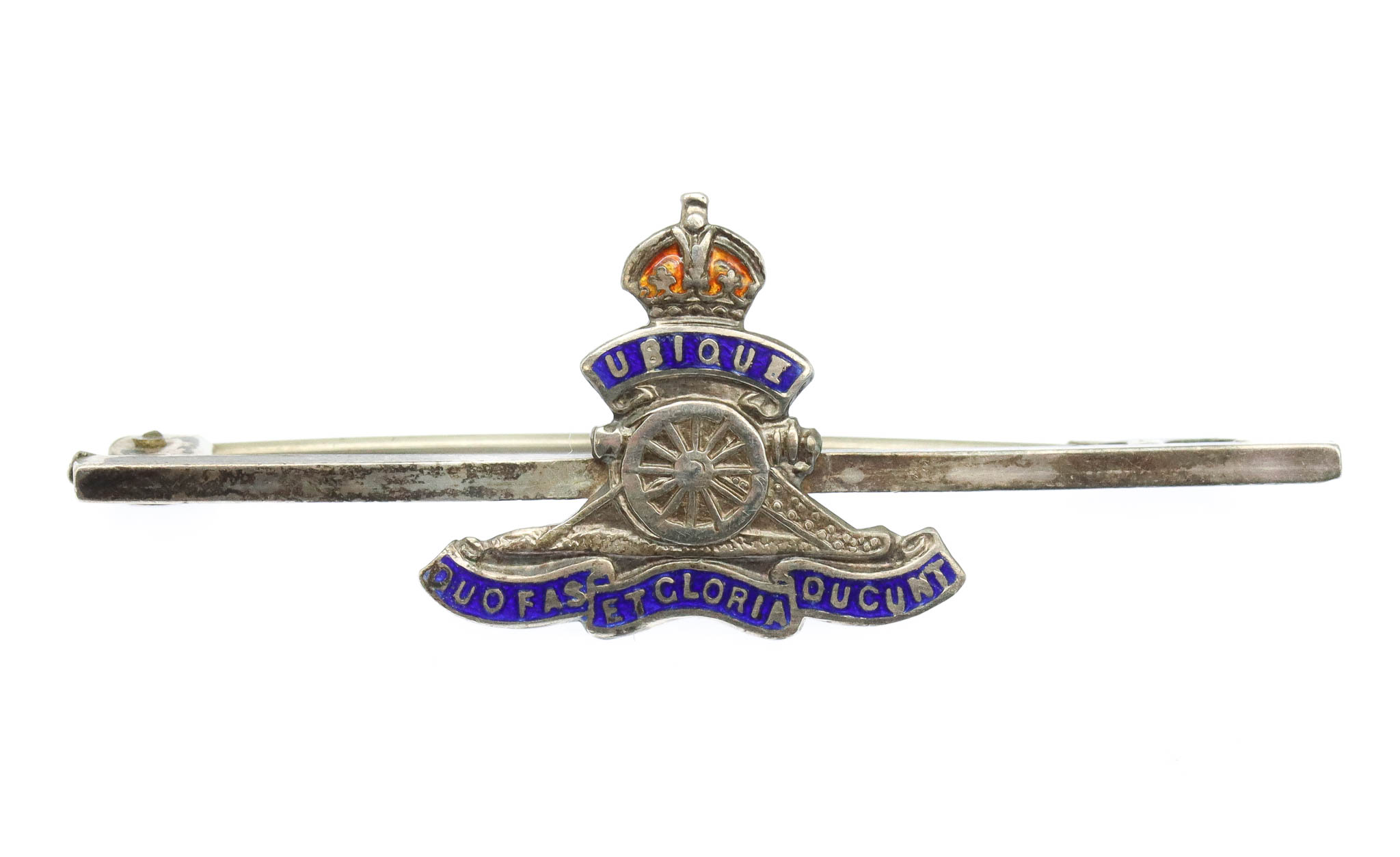 Royal Artillery Silver & Enamel Sweetheart Brooch/Tie Pin - King's Crown