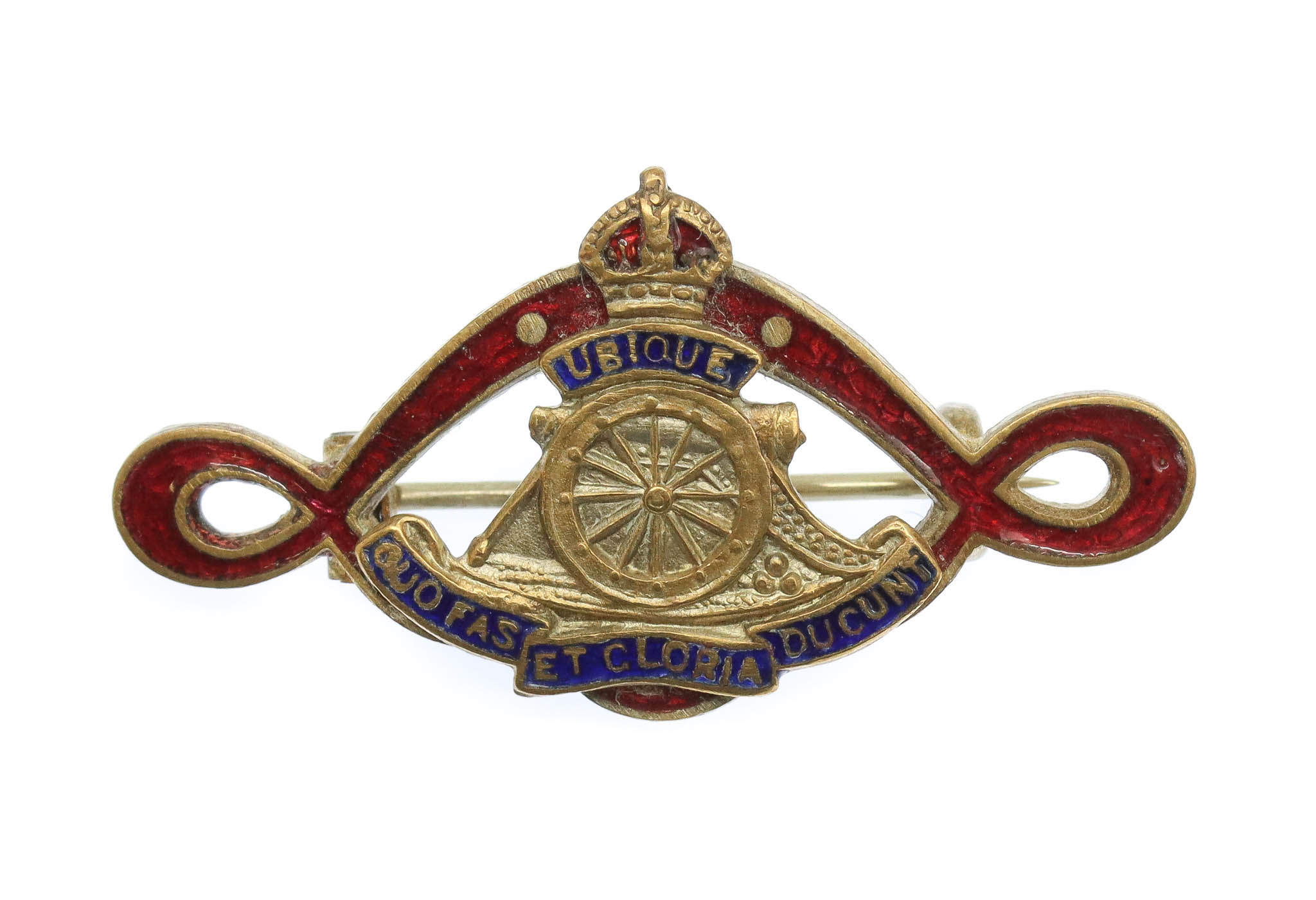 Royal Artillery Enamelled Sweetheart Brooch - King's Crown