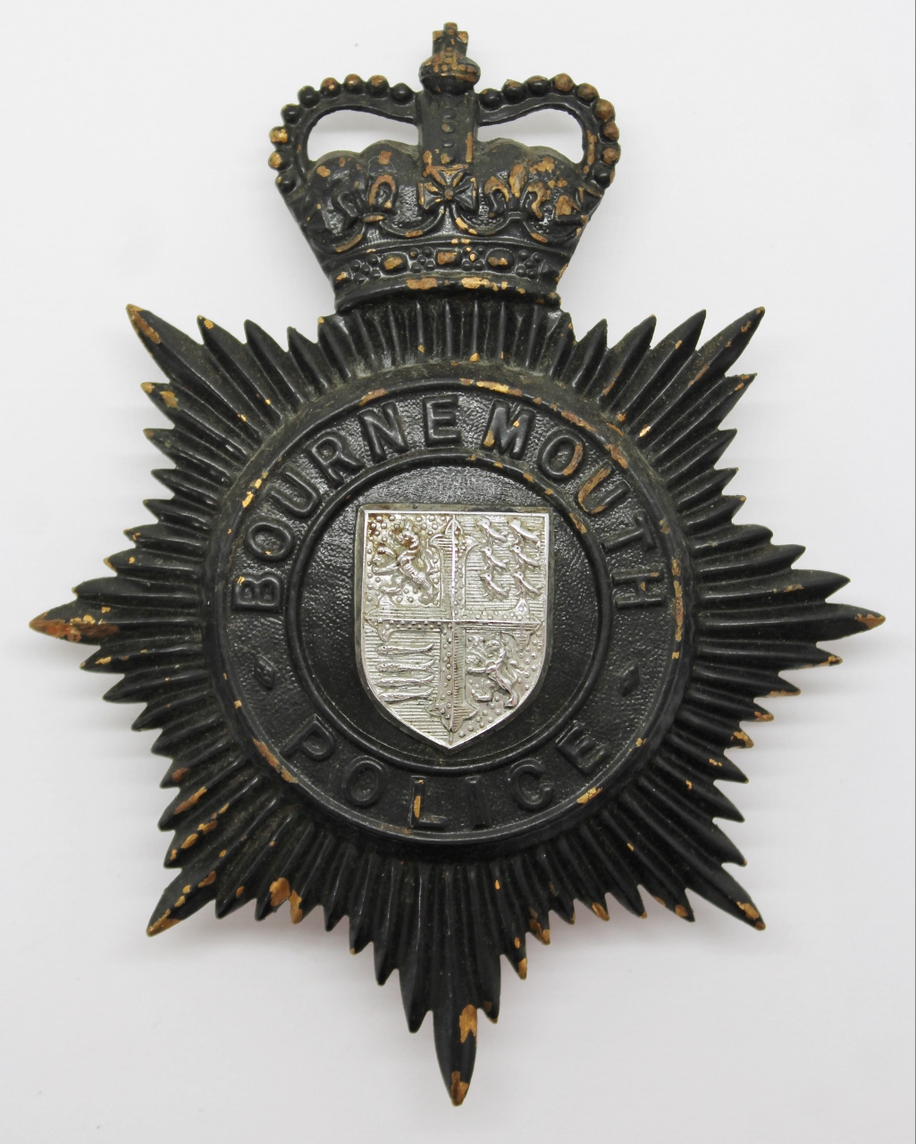 Bournemouth Police Night Helmet Plate - Queen's Crown