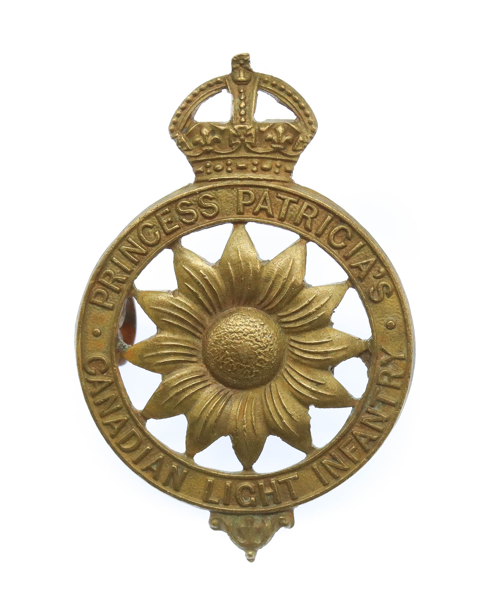 WW1 Princess Patricia's Canadian Light Infantry (P.P.C.L.I.) C.E.F. Officer's Gilt Cap Badge