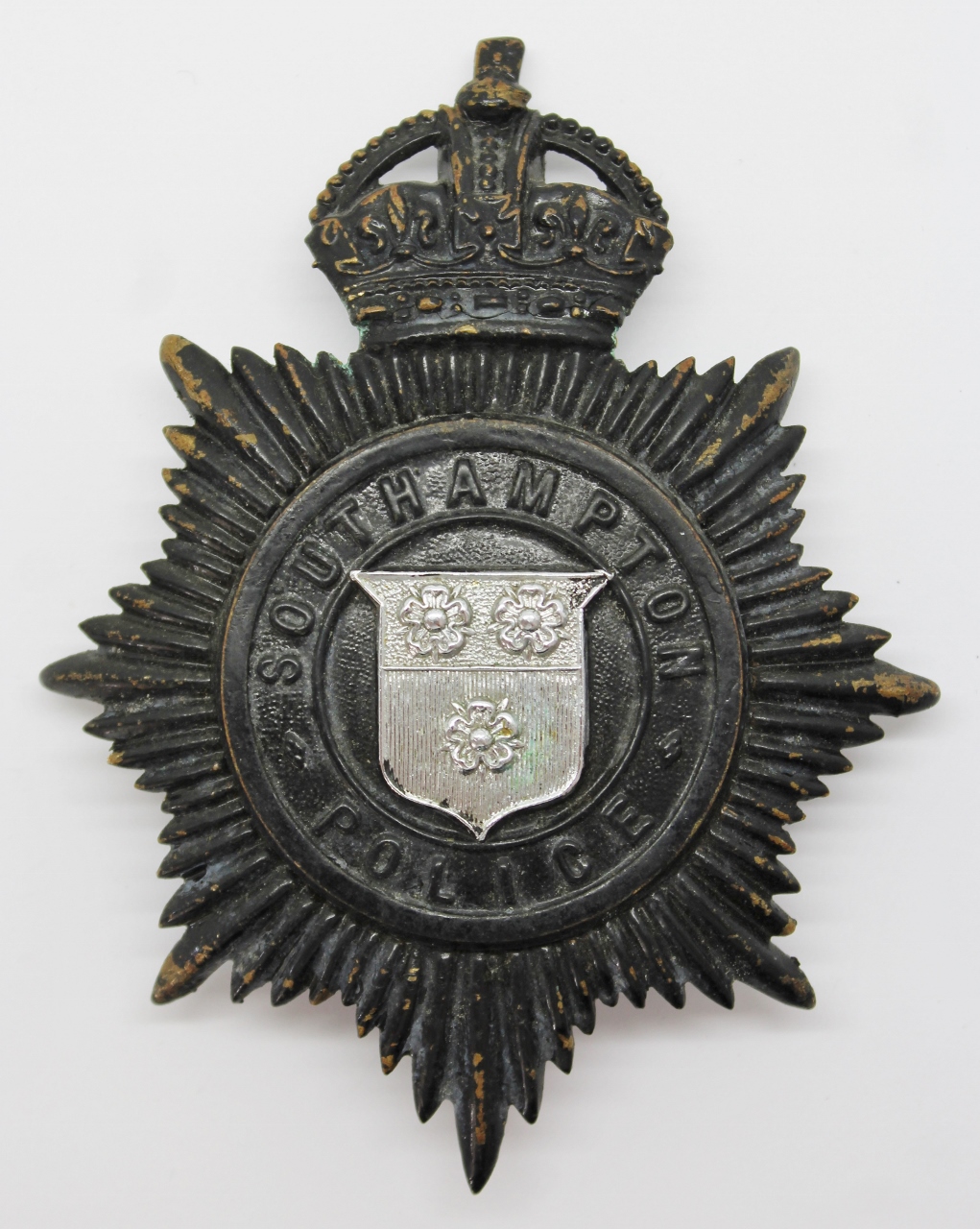 Southampton Police Night Helmet Plate - King's Crown