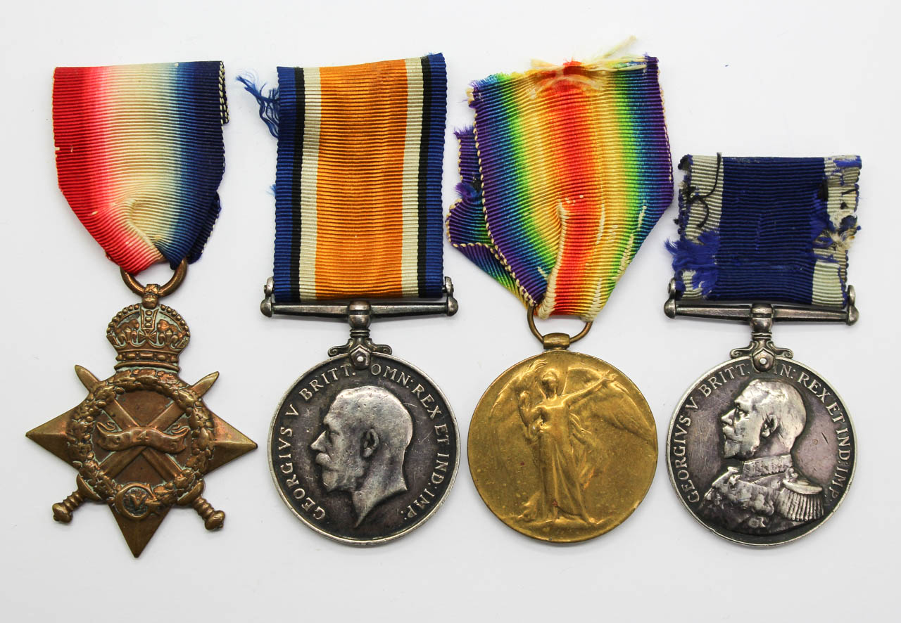 WW1 1914-15 Star, British War, Victory and Royal Naval LS&GC Medal Group of Four - Petty Officer A.F. Marsh, Royal Navy