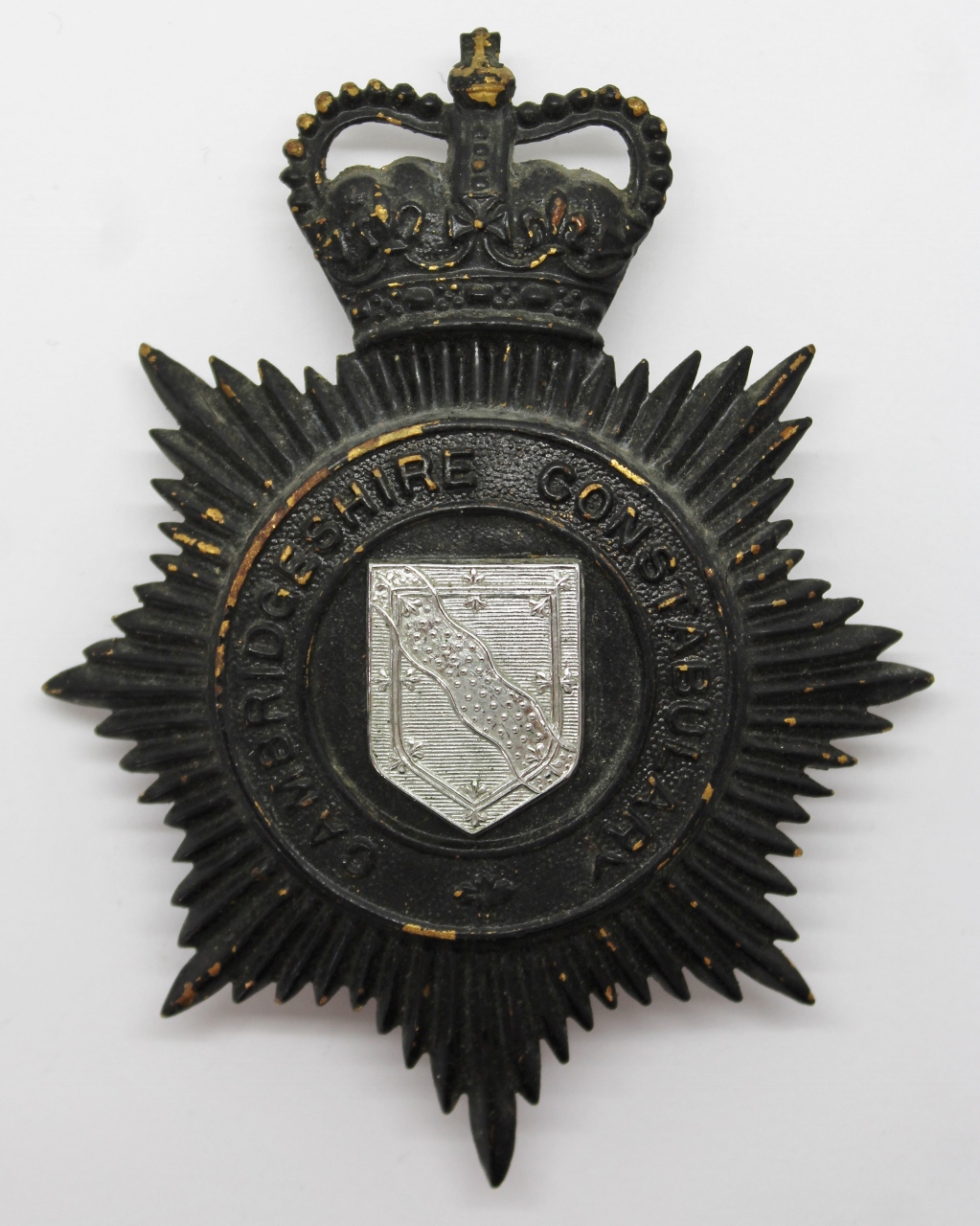 Cambridgeshire Constabulary Night Helmet Plate - Queen's Crown