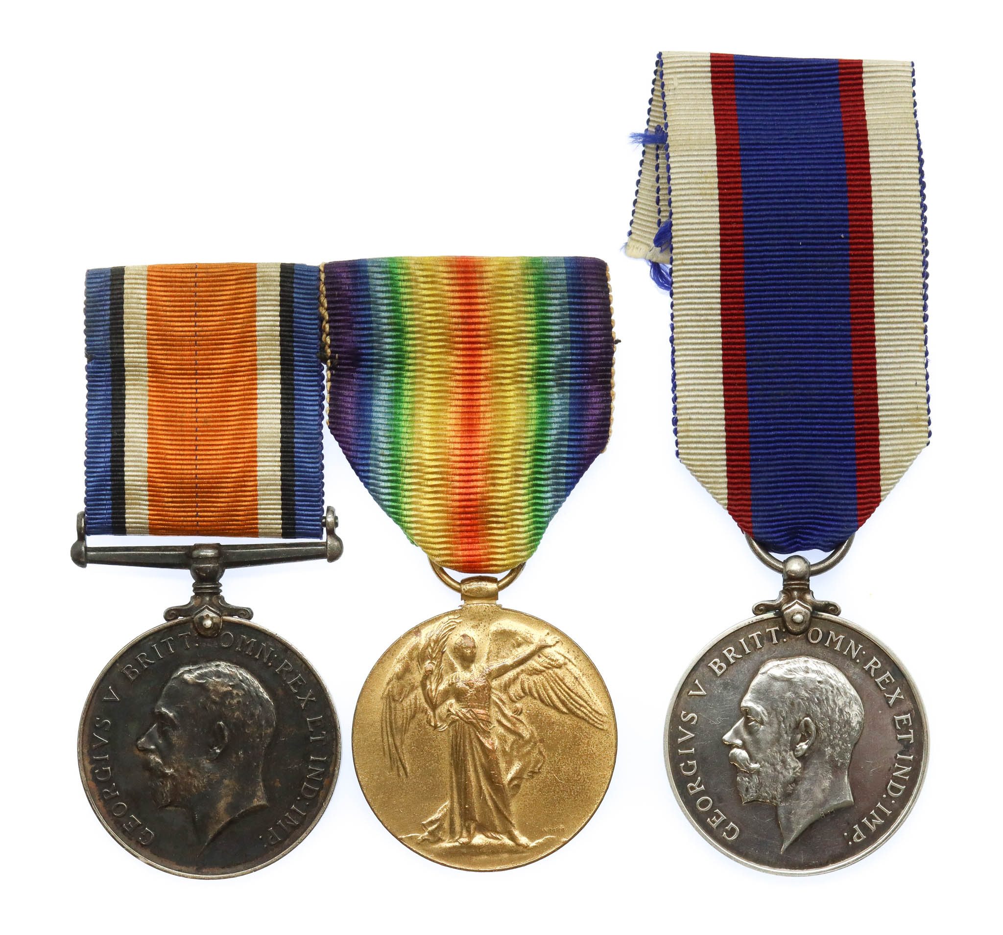 WW1 British War Medal, Victory Medal and Royal Fleet Reserve Long Service & Good Conduct Medal Group of Three - Gnr / Mne. S.C. Wayman, Royal Marine Artillery / Royal Fleet Reserve