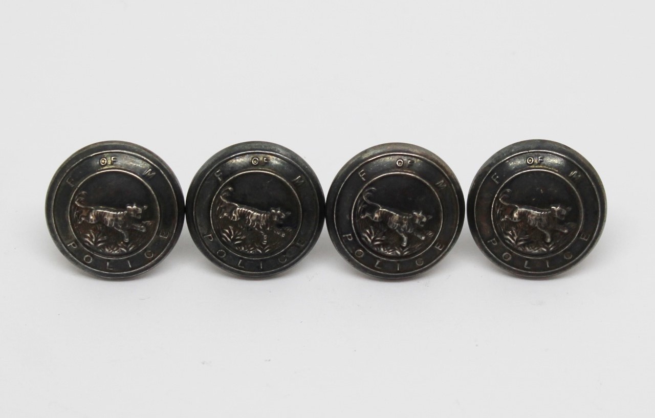 Lot of 4 Federation of Malaya Police Hallmarked Silver Buttons