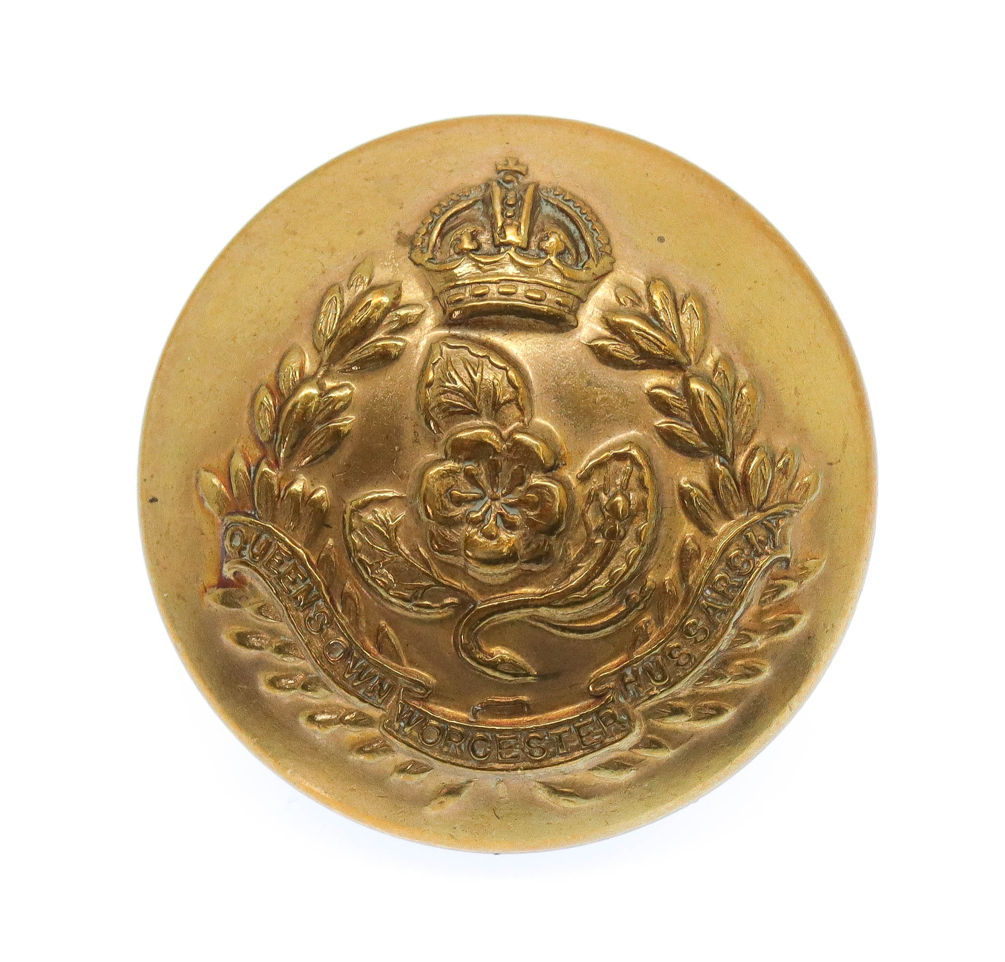 Queen's Own Worcestershire Hussars Officer's Button - King's Crown (26mm)