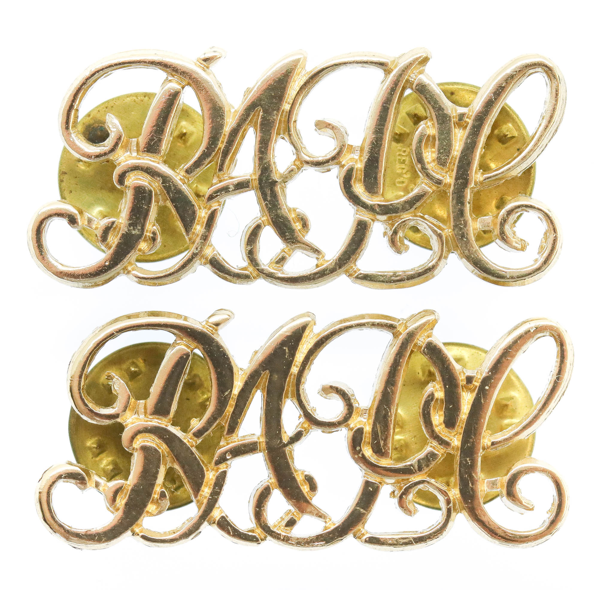 Pair of Royal Army Pay Corps (R.A.P.C.) Anodised (Staybrite) Shoulder Titles
