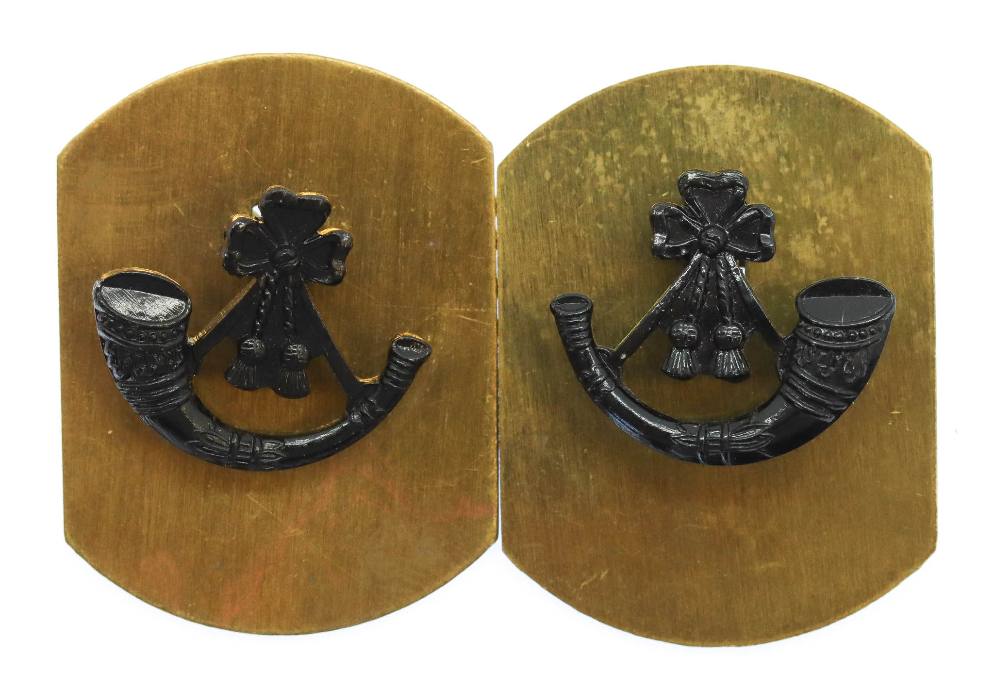 Pair of Royal Green Jackets Black Anodised (Staybrite) Collar Badges
