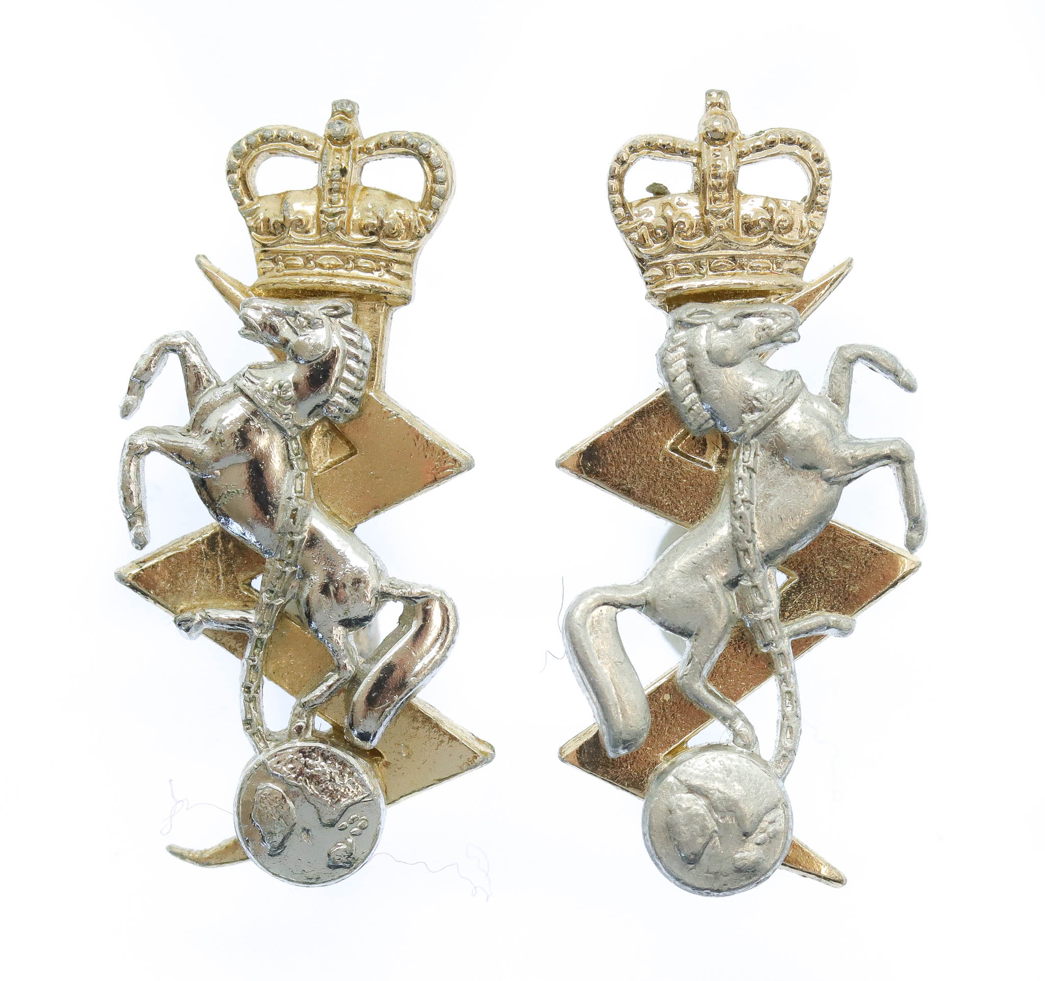 Pair of Royal Electrical & Mechanical Engineers (R.E.M.E.) Anodised (Staybrite) Collar Badges
