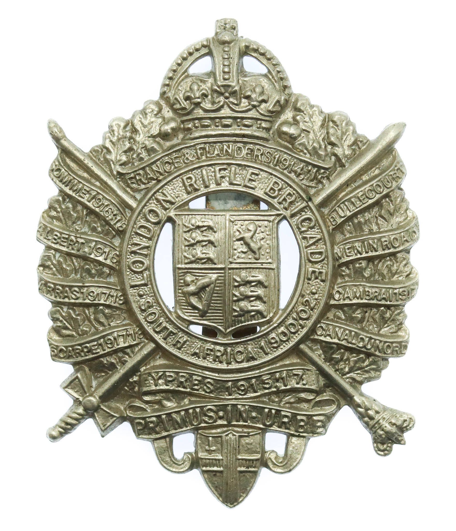 5th City of London Bn. (London Rifle Brigade) London Regiment Cap Badge - King's Crown