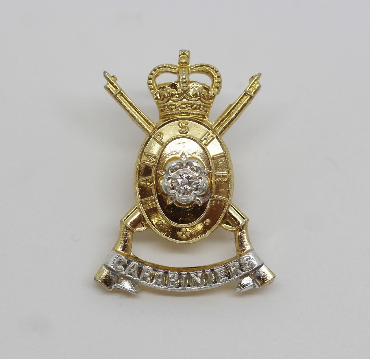 Hampshire Yeomanry (Carabiniers)  Anodised (Staybrite) Collar Badge