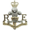 Royal Monmouthshire Royal Engineers Anodised (Staybrite) Cap Badge - Queen's Crown