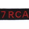 7th Royal Canadian Artillery (7 RCA) Cloth Shoulder Title