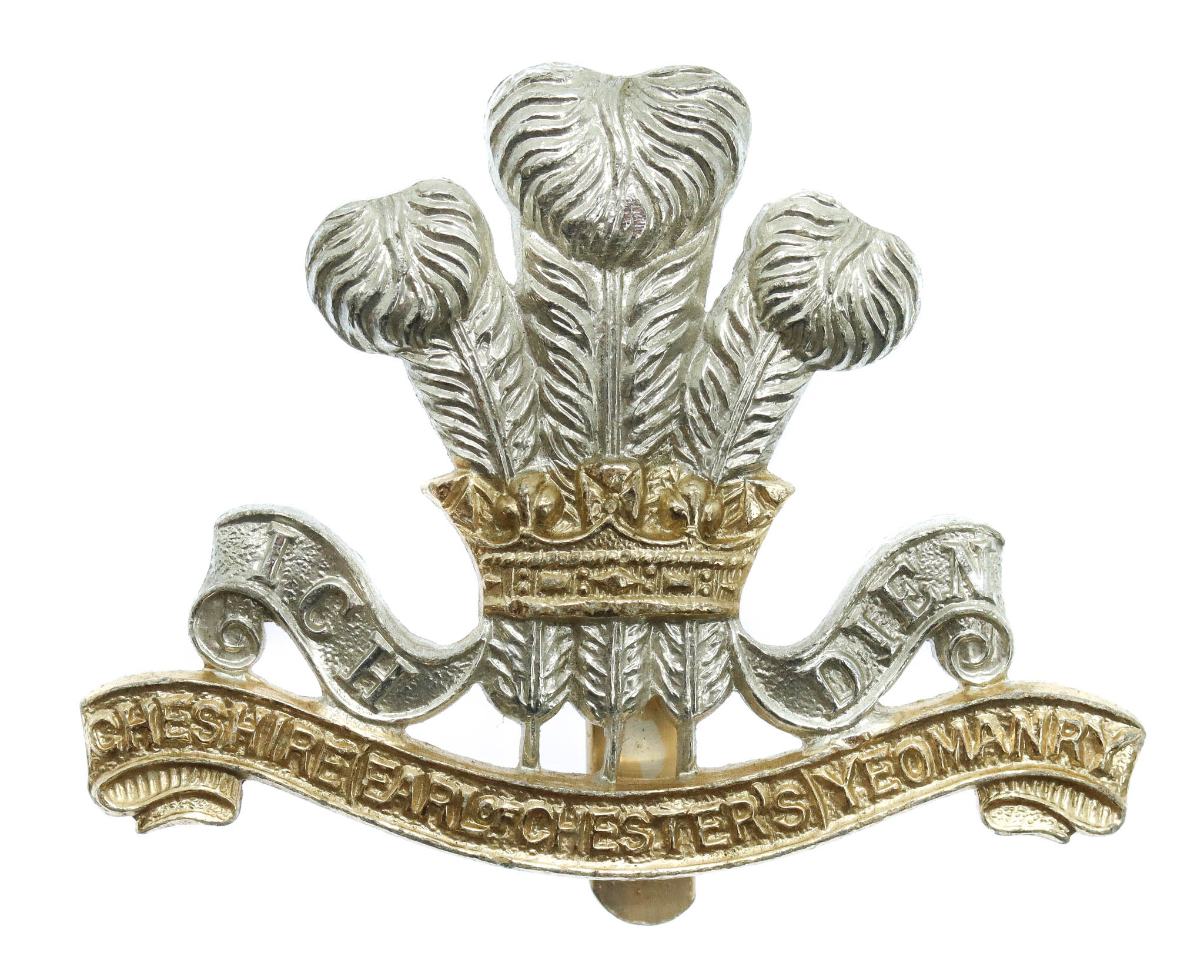 Cheshire (Earl of Chester's) Yeomanry Anodised (Staybrite) Cap Badge 