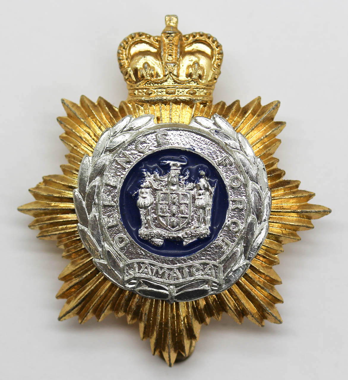 Jamaica Defence Force Anodised (Staybrite) Cap Badge - Queen's Crown